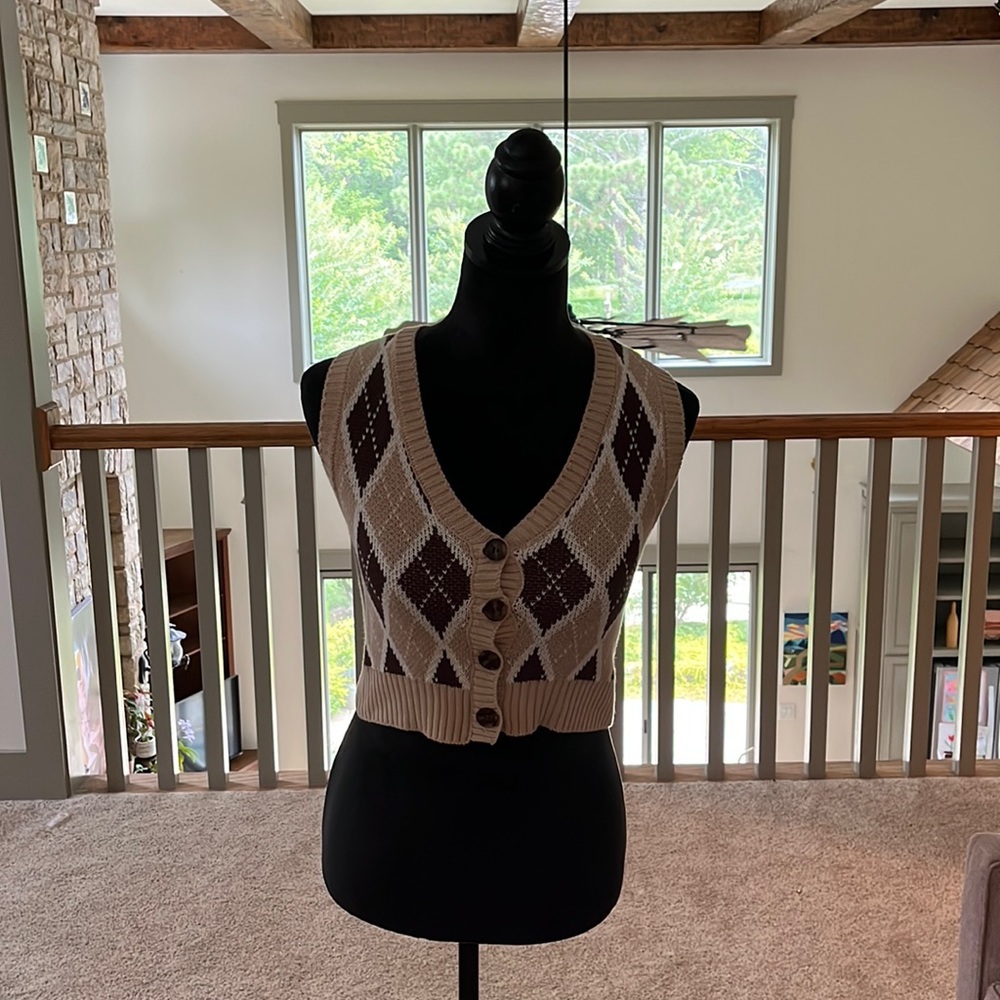 Brown sweater vest